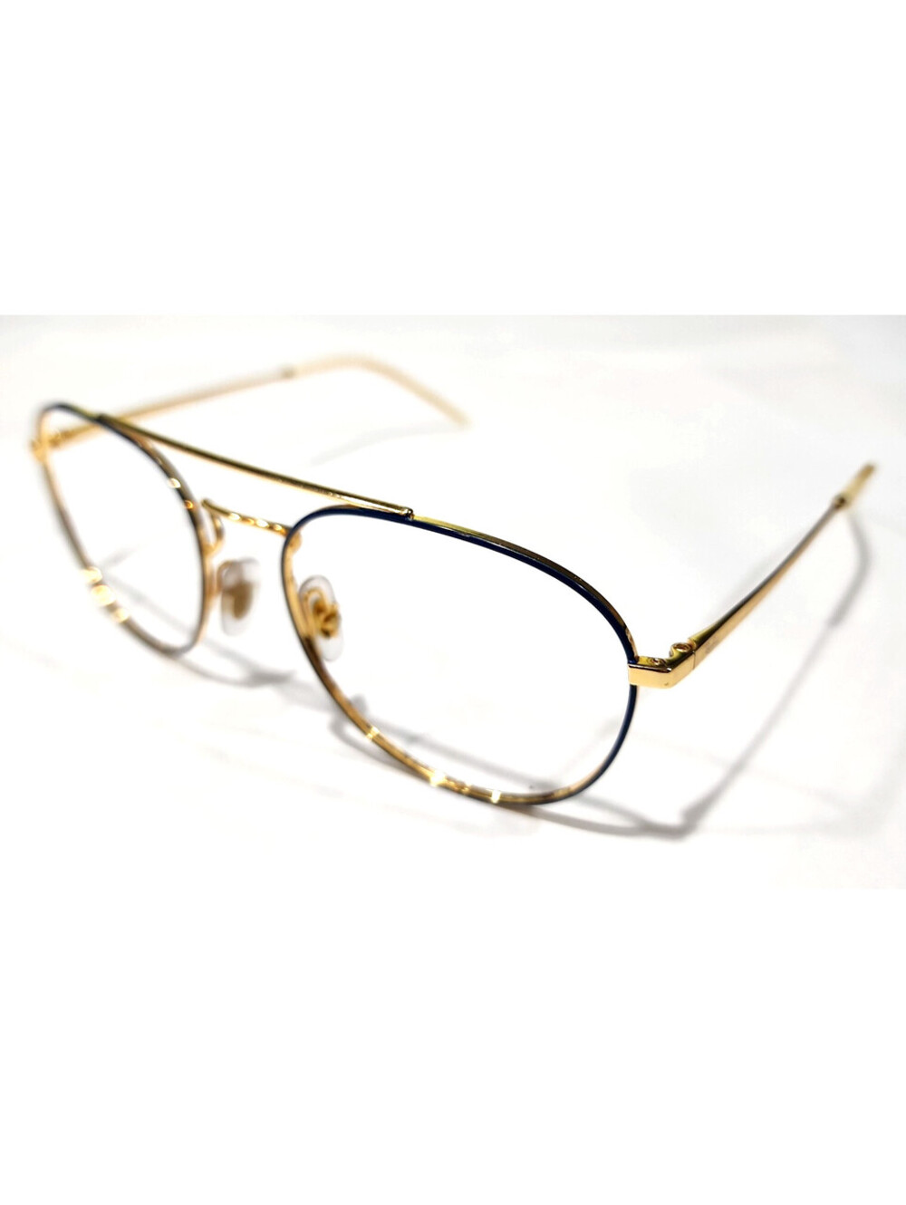 Ray Ban RB6414 2979 No Lenses Blue Gold Metal Round Eyeglasses 55-16 140